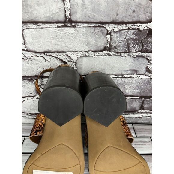 Franco Sarto Dandelion Snake Print Ankle Strappy Brown Leather Heels Women Sz 6M - Picture 8 of 16